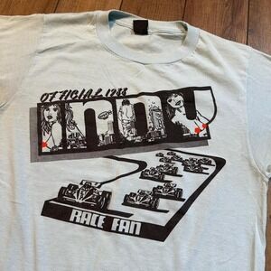 Vintage 80s Indy Race Fan T shirt Men's Large Vulgar‎ Funny Topless Girl Graphic